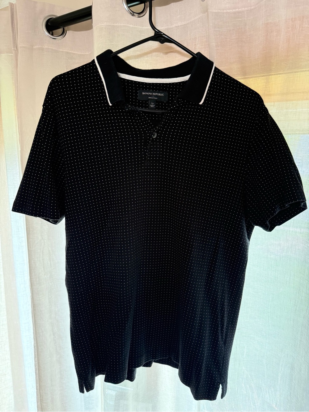 Banana Republic Black Polo with White Microdots